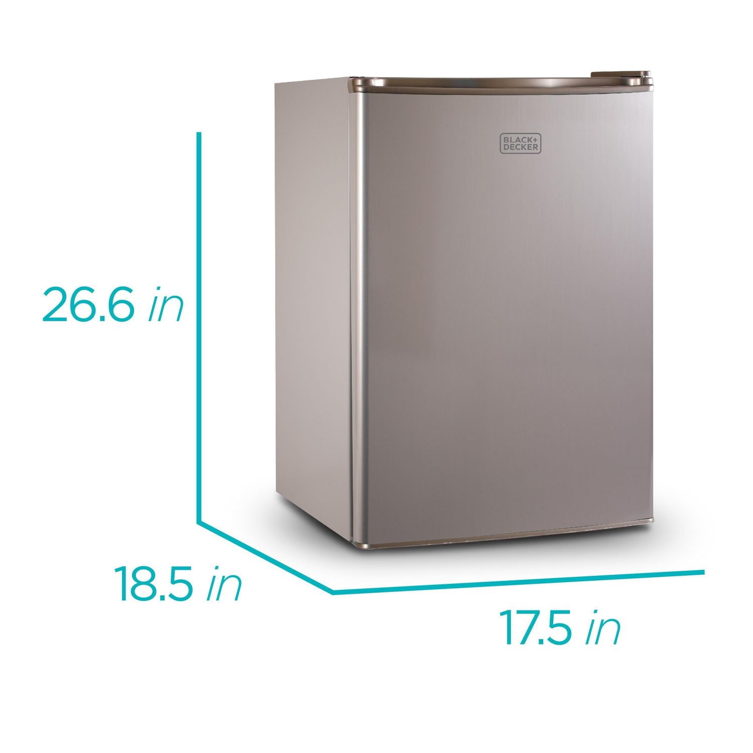 Black + Decker BCRK25V Réfrigérateur compact Energy Star Mini-réfrigérateur à porte unique avec congélateur, pieds cubes, VCM, 2,5 pieds cubes, finition en métal brossé, gris