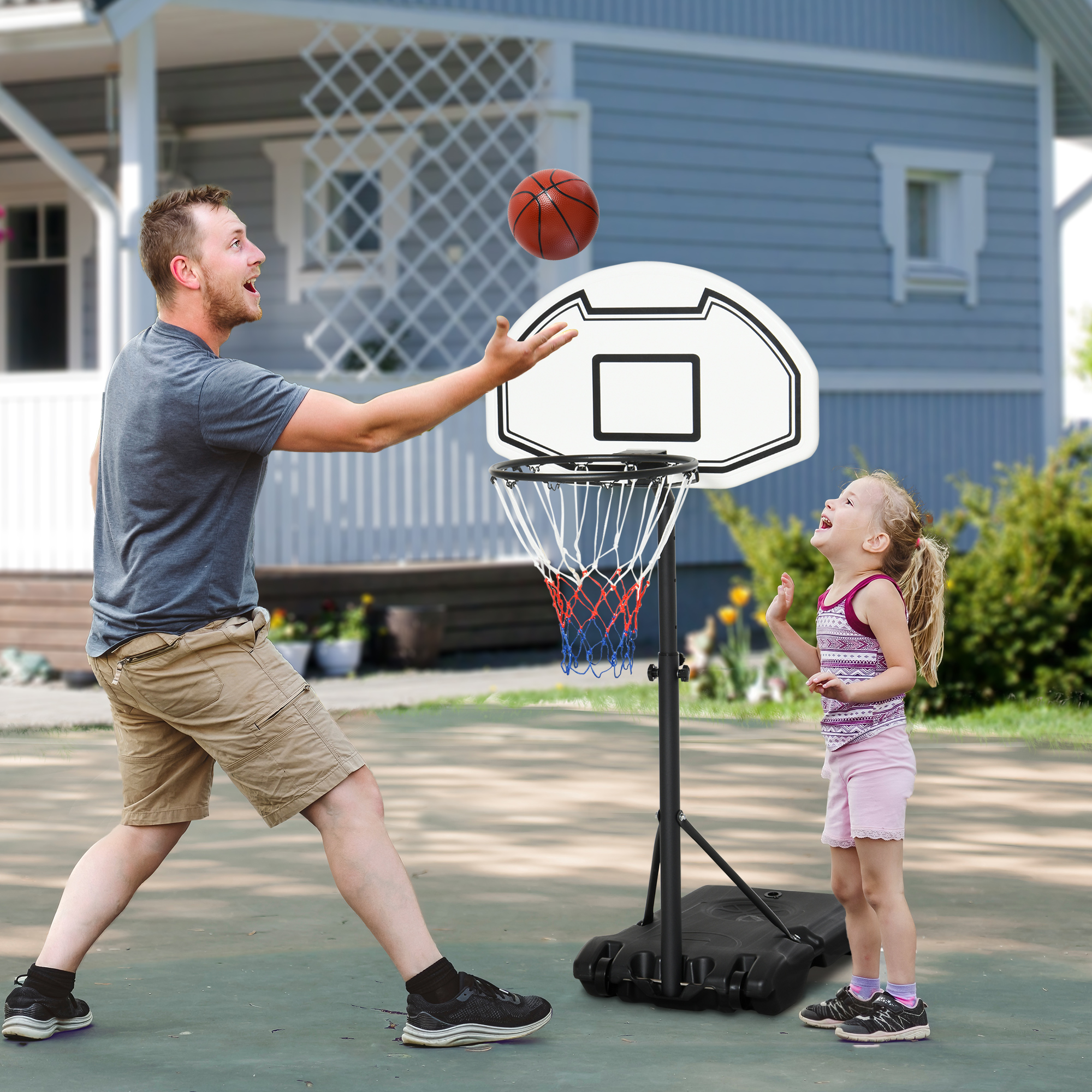 HomCom Poolside Hoop Stand with Wheels