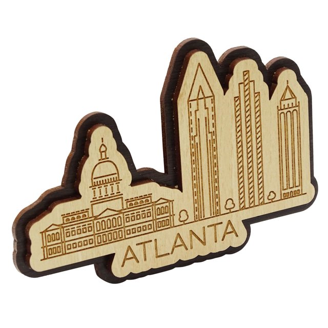 Printtoo Atlanta Georgia Engraved Wooden Custom Fridge Magnet Souvenir Home Decor