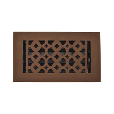 Cast Iron Floor Vent Register 4″ x 8″ with Damper – Heavy-Duty Tudor Mushroom Design, Rust-Free, Powder Coated & Repaintable Vent Cover for Floors, Walls & Ceilings