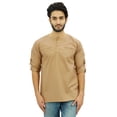 thumbnail image 1 of Atasi Kurta pour Homme à Col Rond en Coton, Manches Retroussables, Chemise Brune - XX-Grand, 1 of 7
