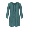 thumbnail image 4 of DPTALR Robe Femme en Coton et Lin à Col en V Ample à Manches Trois Quarts Unie Longueur Genou, 4 of 8