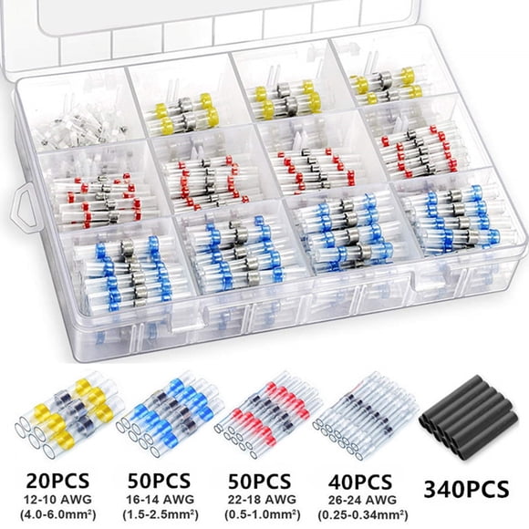 Riwcyla 500pcs Solder Seal Heat Shrink Butt Wire Connector Terminals Waterproof Solder Seal Electrical Connectors Wire Cable Kit Automotive Marine