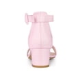 thumbnail image 2 of BLISSFUL STEP Women's Shoes Open Toe Block Heel Ankle Strap Sandals Pink 8.5, 2 of 7