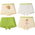 thumbnail image 1 of MIASHUI Culottes pour Filles, Lot de 4, Culottes en Coton, Shorty Imprimé Dessin Animé, Vert, 4-5 Ans, 1 of 3