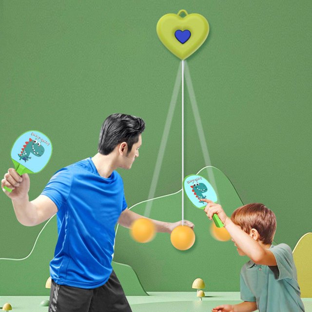 pitrice Indoor Hanging Table Tennis Trainer Self Workout Set Button Portable green 1 Paddle