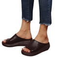 thumbnail image 2 of IUJSOY Platform Wedge Slides Sandals for Women Open Toe Slip on Lightweight Wedges Sandals, 2 of 9