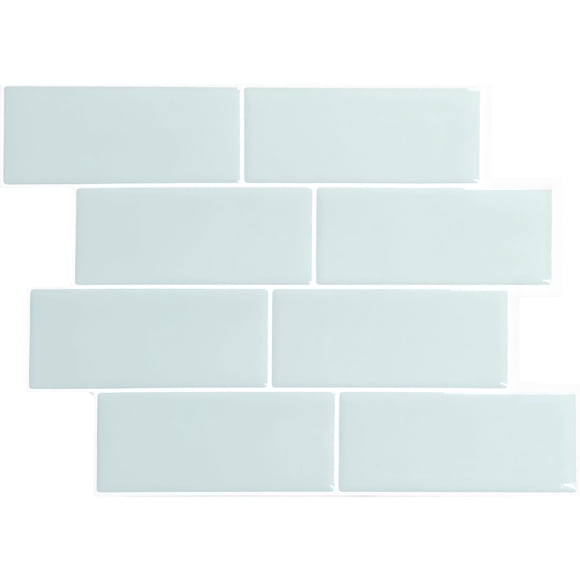 Smart Tiles Peel and Stick Backsplash, 5 Adhesive Tiles, Metro Green, 11.55"x8.38"
