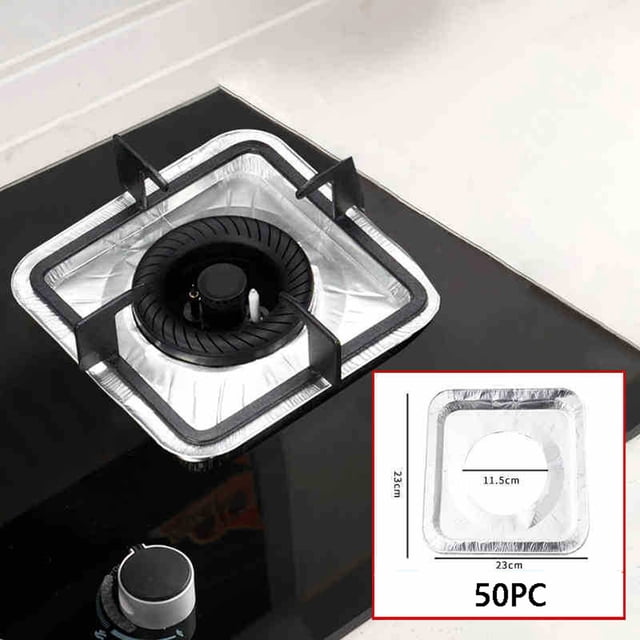 Matoen 20PC/30PC/50PC Circular Thickened Gas Stove Oil Proof Pad Gas Stove Protection Sticker Kitchen Circular Stove Cover Tin Foil Ring Aluminum Foil Stove