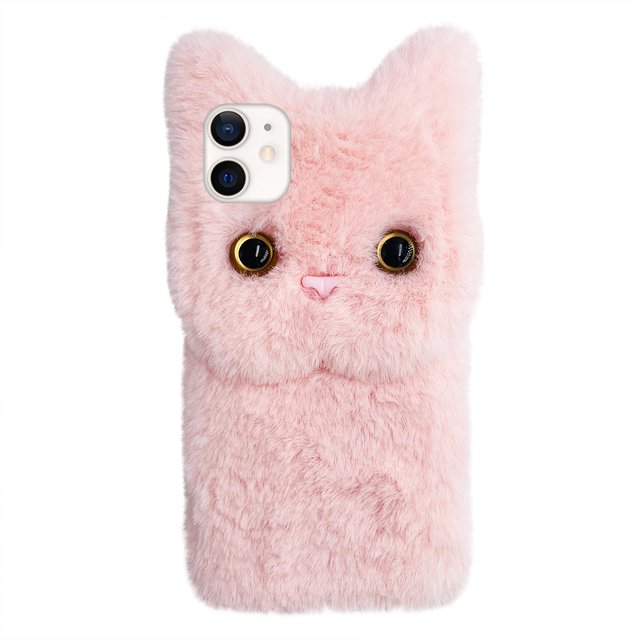 Étui de Téléphone Chat en Peluche, Étui Protecteur de Téléphone Adorable, Compatible avec iPhone 12 mini