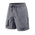 thumbnail image 2 of Sentmoon Cargo Shorts for Men Elastic High Waist Athletic Shorts with Zipper Pockets Men Loose Drawstring Solid Color 2025 Summer Golf Shorts Trendy for Sports Practice Gray XXL, 2 of 5