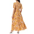 thumbnail image 3 of INSPIRE CHIC Robe Maxi d'Été Décontractée pour Femme à Col en V, à Fleurs, Manches Courtes Volantées, Smockée, Fluide, avec Poches, P Jaune, 3 of 6