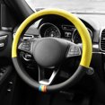 thumbnail image 3 of Universal Spectrum Microfiber Leather Steering Wheel Cover for Cars Trucks SUVs Yellow/Black, 3 of 6