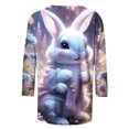 thumbnail image 5 of EGNMCR Easter Chemises Imprimées pour Femmes T-Shirts Graphiques pour Femmes T-Shirts Décontractés Mode T-shirt Imprimé Manches 3/4 Col Rond Chandail Froncé Blouse Hauts T-Shirts pour Femmes, 5 of 5