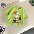 thumbnail image 2 of HNMKIU T-Shirt d'Été Décontracté pour Filles avec Imprimé Graphique Mignon, Col Rond, Manches Courtes, T-Shirt Confortable pour Enfants Vert Pâle, 8-9 Ans, 2 of 4