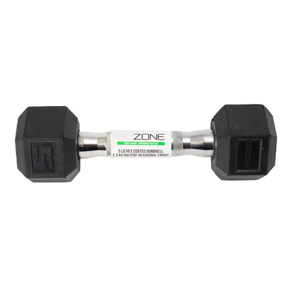 GoZone Rubber-Coated Hex Dumbbell – Black/Chrome