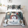 thumbnail image 2 of Xmas Snowman Bed in a Bag King Size Comforter Set 7 Pieces,Cute Rabbit Sheet Set with Comforter Merry Christmas Bedding Set,Xmas Snowflake Bed Set Cartoon Christmas Decorations, 2 of 5