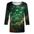 thumbnail image 4 of Mceream T-Shirts pour Femmes à Manches 3/4 Longueur St Patricks Day Shirt, Col Rond de Printemps, T-Shirts Décontractés, Blouses à Imprimé Floral, T-Shirts Graphiques, Tenues d'Été, Hauts Boho, Grande Taille, Chemises à Imprimé Trèfle XXXXXL, 4 of 5