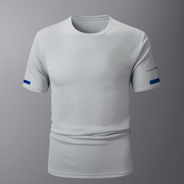 Mens Gym T-Shirts Summer Athletic Quick Drying Workout Top Compression Fit Short Sleeve Crew Neck Running Basketball Shirt