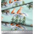 thumbnail image 1 of Soimoi Green Moss Georgette Fabric Fox & Pine Tree Decor Fabric Printed Yard 42 Inch Wide, 1 of 3