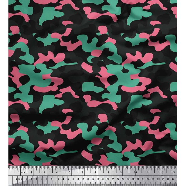 Soimoi Poly Georgette Fabric Two Tone Camouflage Printed Fabric 1 Yard 52 Inch Wide