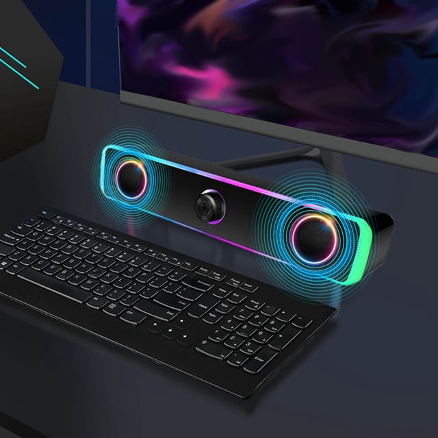 FHBVT RGB Computer Speakers & Desktop Speakers USB Powered Stereo Audio Easy Volume Control Plug and Play Compact Design for Office Work Gaming Movies Laptop PC Desktop Audio Decor Speakers