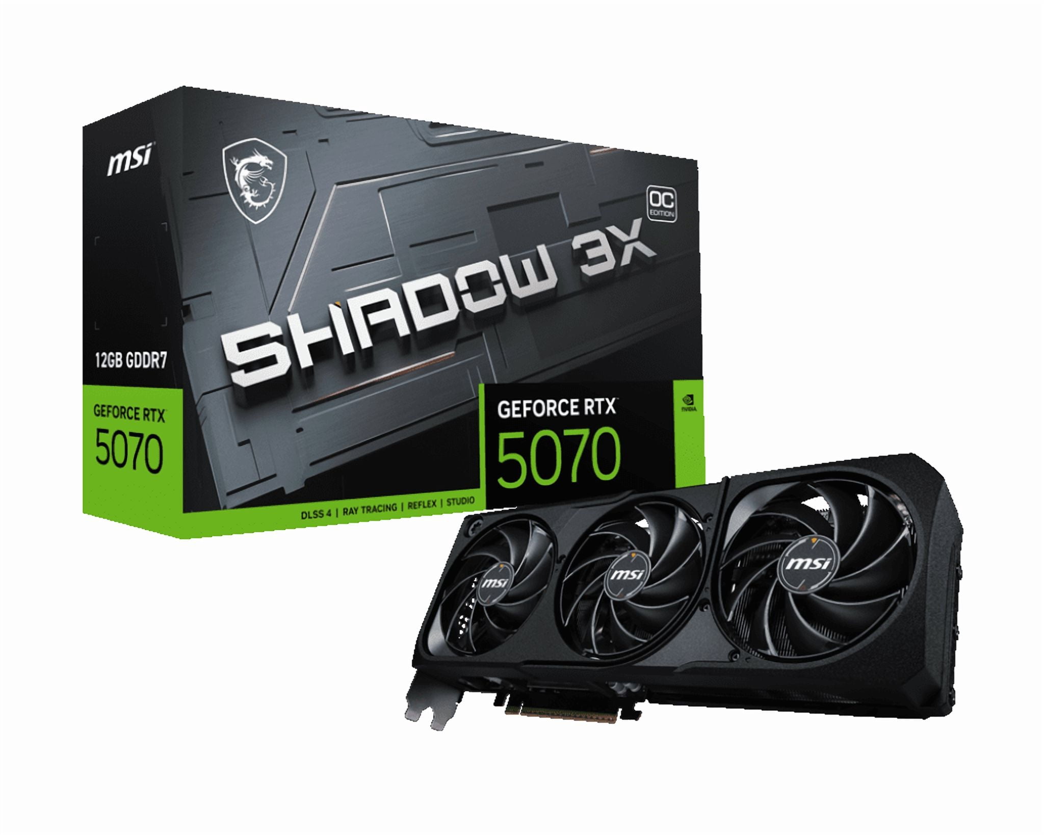 MSI RTX 5070 12G SHADOW 3X OC Graphics Card, GDDR7 12G, PCI-E 5, 28Gbps, 192 bits, TBC, HDMI 1 (2.1b), DP 3 (2.1a)
