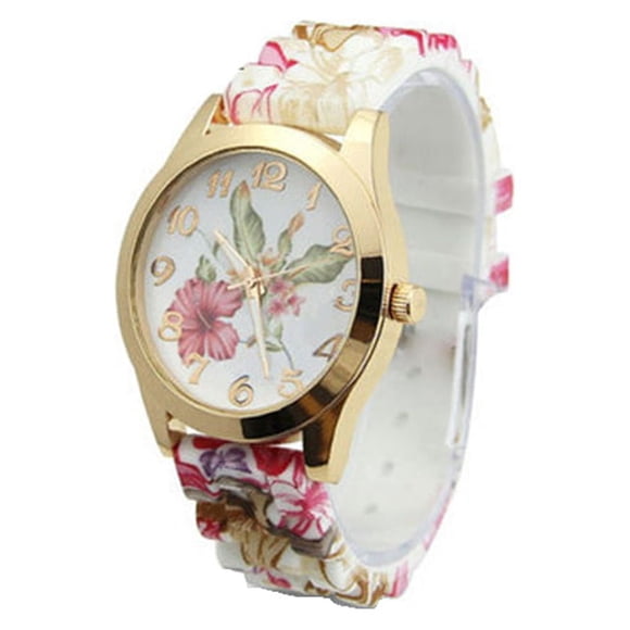Women Alloy Watch Adults Party Casual Style Flower Pattern Female Wrist Accessory Girl Wristwatch Band Decoration Wrist Accessory Birthday Gift Type 2