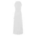 thumbnail image 4 of Robes pour Femmes 2023 Invitée de Mariage Sans Manches Col Montant Robes Formelles à Volants Fendue Maxi Cocktail Soirée Bal Robe, 4 of 6