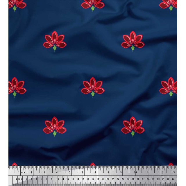 Soimoi Rayon Fabric Artistic Floral Printed Fabric 1 Yard 56 Inch Wide