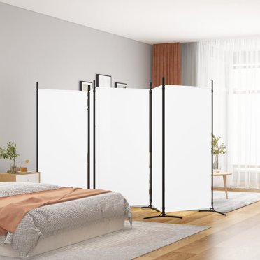 vidaXL Freestanding 5-Panel Room Divider, White Fabric, 433x180 cm