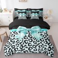 thumbnail image 1 of Erosebridal Ensemble de Literie Nœud Papillon Girly Taille Simple, Ensemble de Lit Imprimé Léopard, Bleu Noir, Réversible 7 Pcs, 1 of 5