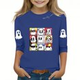 thumbnail image 2 of MKOSPLRT T-Shirts d'Halloween pour Enfants Filles Garçons Manches 3/4 Hauts Col Rond T-Shirts Graphiques Amusants Décontractés Amples T-Shirts de Sortie T-Shirts de Rentrée, 2 of 4