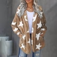 thumbnail image 4 of KIHOUT Womens Winter Long Sleeve Solid Fuzzy Fleece Open Front Hooded Cardigans Jacket Coats Outerwear with Pocket, 4 of 9