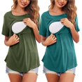 thumbnail image 1 of Vêtements de Grossesse Offres de l'Action de Grâce Liquidation Été Vêtements de Maternité pour Femmes Col Rond Manches Courtes Volants Pli Hauts de Grossesse, 1 of 5