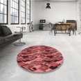 thumbnail image 4 of Ahgly Tapis Rond Lavable en Machine Intérieur Transitionnel Rouge Canneberge, 8 Pieds Rond, 4 of 7