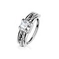 thumbnail image 2 of Nose & Cartilage Bendable Hoop Ring ,Prong CZ Centered Half Circle Top 18g-20g, 2 of 4
