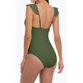 thumbnail image 2 of Womens Ruffle One Piece Swimsuits V Neck Ruched Monokini Bathing Suits, 2 of 6