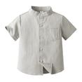 thumbnail image 1 of LUOGENLI Maxi Tops Sets Boys 2 Piece Outfits Floral Spring Summer Boys Short Sleeved Shirt Solid Color Single Cotton Cardigan Children's Shirt Maxi Tops Set Ruffle Khaki Size 11-12 Years, 1 of 3