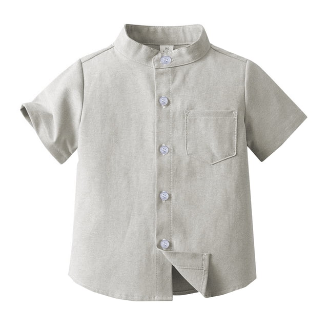 LUOGENLI Maxi Tops Sets Boys 2 Piece Outfits Floral Spring Summer Boys Short Sleeved Shirt Solid Color Single Cotton Cardigan Children's Shirt Maxi Tops Set Ruffle Khaki Size 11-12 Years