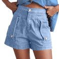 thumbnail image 2 of Gspmoly Shorts pour Femmes, Shorts Décontractés Rétro Unis Amples avec Poches pour Femmes, Shorts Grande Taille jusqu'à 70 % de Rabais Bleu Pâle S, 2 of 5