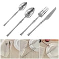 thumbnail image 2 of French Style Cutlery 304 Stainless Steel Hammered Texture Tableware Non-Slip Handle Small Waist Design Serrated Knife Sharp Fork Spoon, 2 of 8