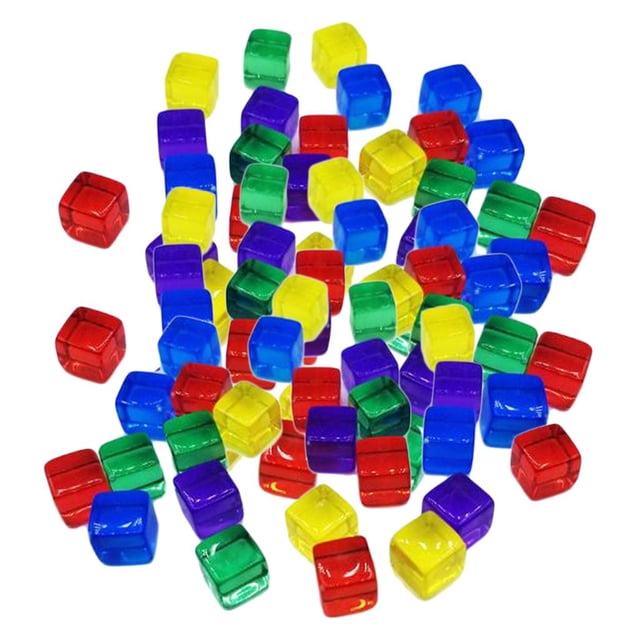 Milaget 100 Pcs/Set Six Sided 10mm Acrylic Transparent Portable Table Playing Games - Multicolor