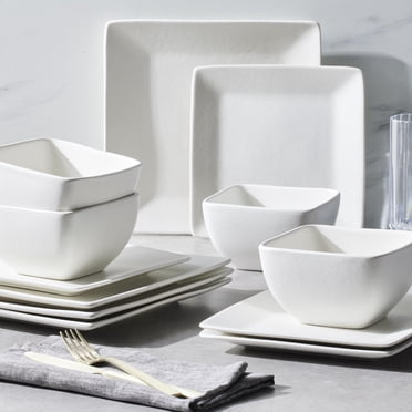 Better Homes & Gardens Anderson Cream En Grès Carré 12 Pièces Ensemble De Vaisselle