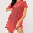 thumbnail image 2 of Timegard Womens Tops Mesh Crew Neck Short Sleeve Lightweight Tee Shirts Fall Casual Loose Long Tops, 2 of 8