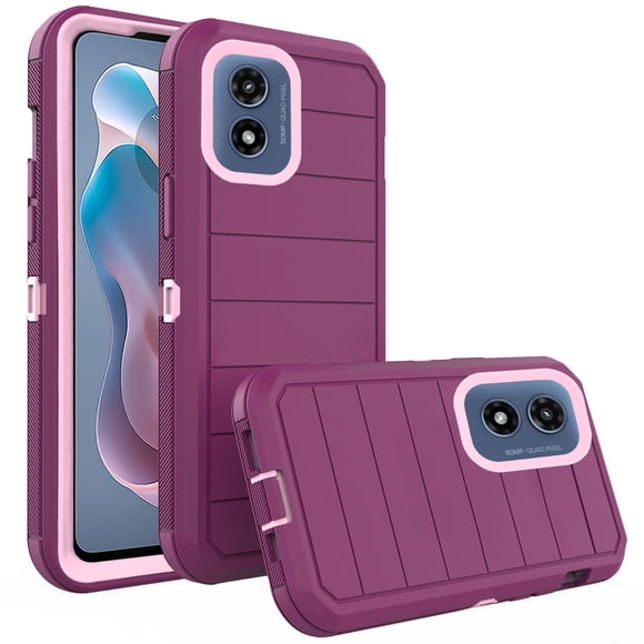 Asuwish Compatible with Moto G Play 4G/5G 2024 Phone Case Hybrid Rugged Shockproof Hard Protective Drop Proof Full Body Heavy Duty Mobile Cell Cover for XT2413V XT2413-1 64GB Women Men Purple