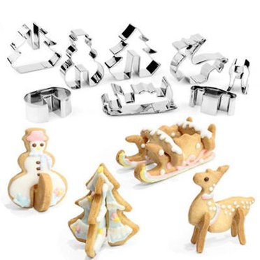 8pcs Set 3D Christmas Scenario Cookie Cutter Stainless Steel Biscuit Cake Decoration