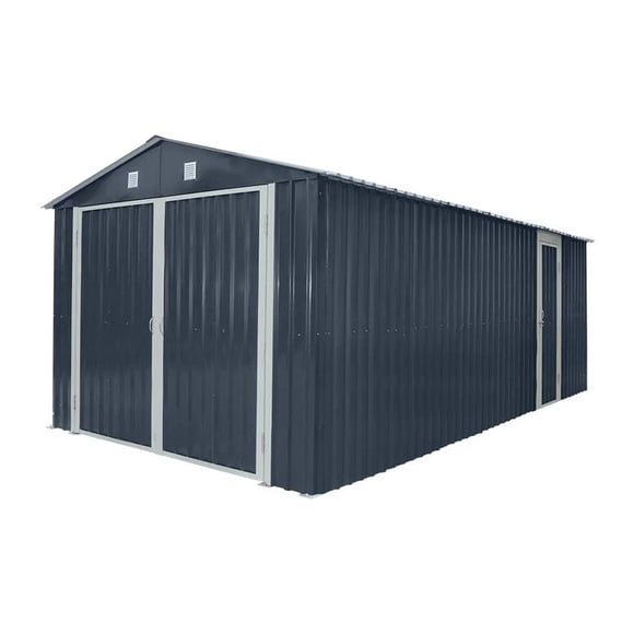 TMG Industrial TMG Série Heavy Abri de Garage en Métal 10 Pieds x 20 Pieds avec Doubles Portes avant et Porte d'Entrée Latérale, Hauteur de Pointe de 8 Pieds, TMG-MS1020B