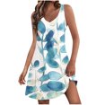 thumbnail image 2 of Ovzne Robes pour Femmes Robe de Plage Robe Décontractée pour Femmes avec Poches Été Boho Robe de Plage Robe T-Shirts Robe Col en V Ample Robes Débardeur Robe pour Femmes Imprimée Liquidation, 2 of 7