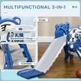 thumbnail image 4 of Qaba 3 in 1 Toddler Slide for Indoor with Basketball Hoop, Climber, Blue, 4 of 10
